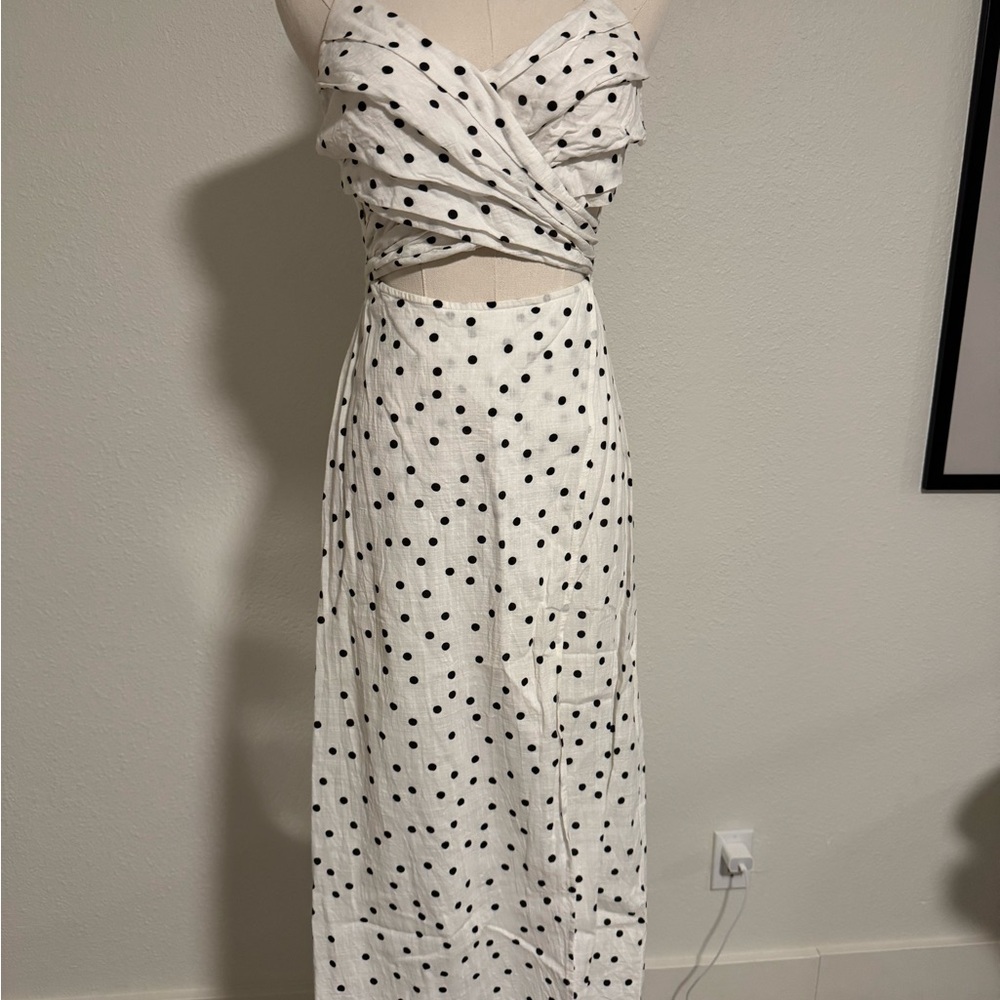Lush White and Black Polka Dot Dress